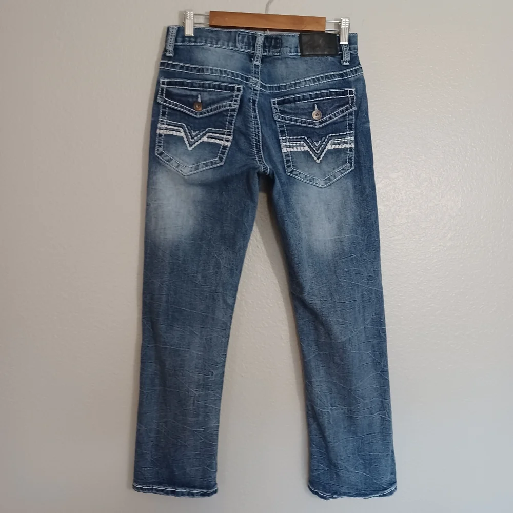 TRUE LUCK Men's 30X30 Blue Jeans Stretch Bootcut Leg Casual Cotton Jeans